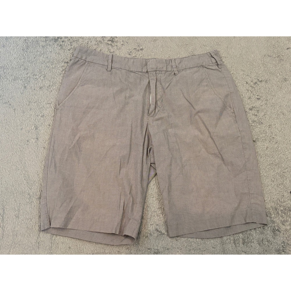 Express Mens 30W Grey Micro Check Cotton Flat Front Shorts 10L Rise 9 Inseam
